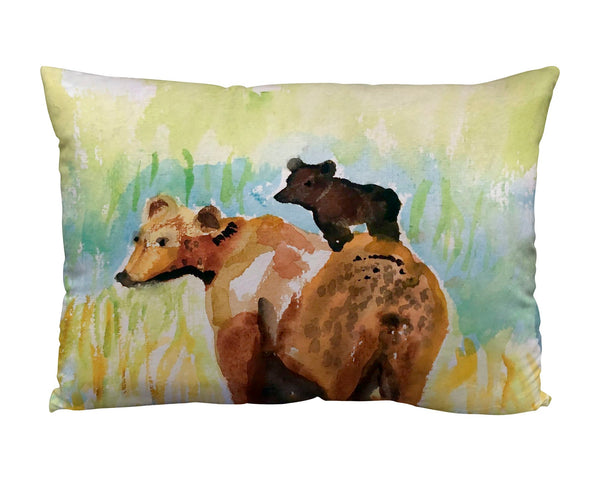 Bear and Cub Suede Indoor Zippered Pillow