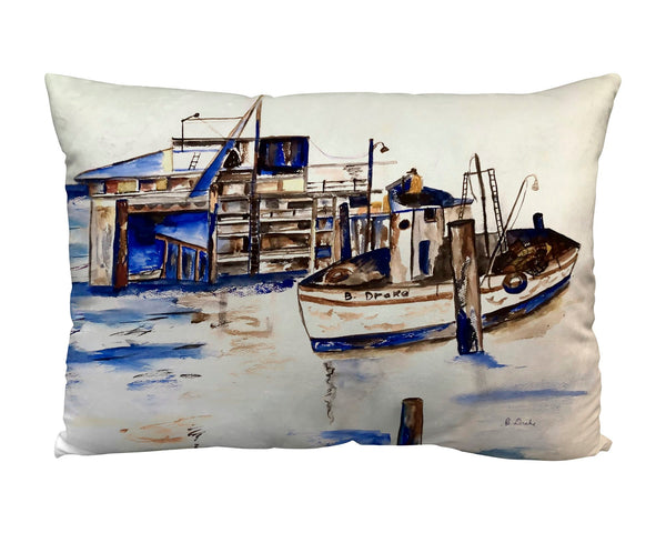 Fishing Boat II Suede Indoor Zippered Pillow