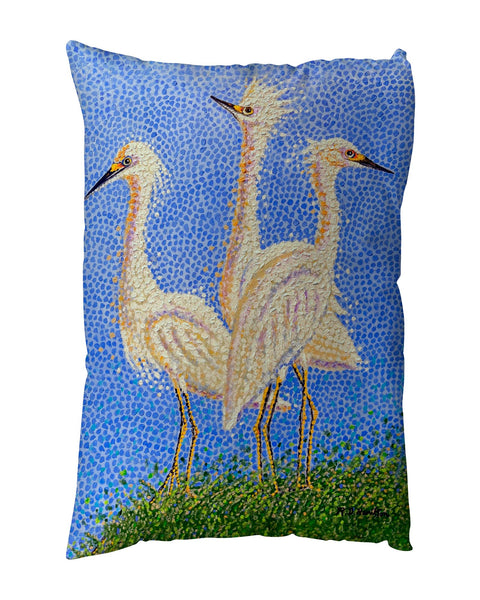 Three Egrets Suede Indoor Zippered Pillow
