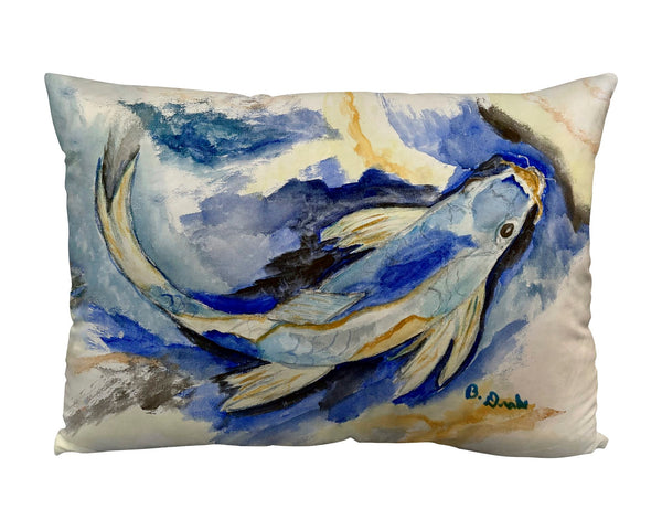 Betsy's Blue Koi Suede Indoor Zippered Pillow