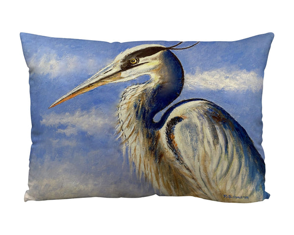 Blue Heron Portrait Suede Indoor Zippered Pillow