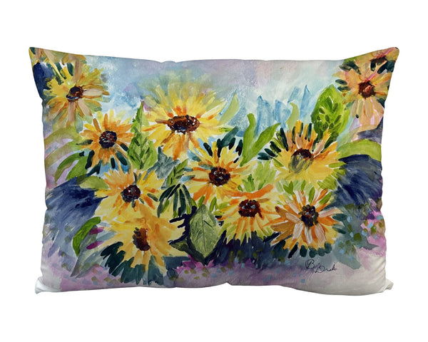 Betsy's Black Eyed Susans Suede Indoor Zippered Pillow