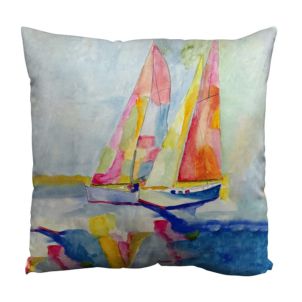 Two Colorful Sailboats Suede Indoor Zippered Pillow