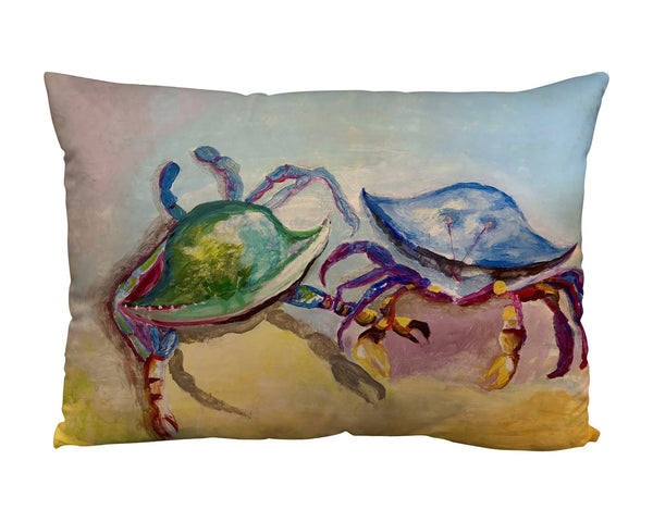 Betsy's Two Crabs Suede Indoor Zippered Pillow