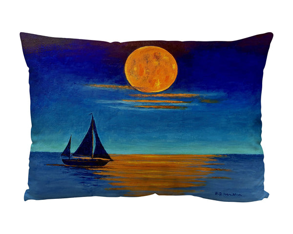 Moon Light Sailing Suede Indoor Zippered Pillow