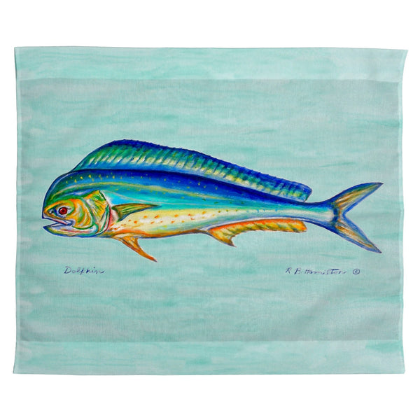 Dolphin Fish on Teal Outdoor Wall Hanging 24x30