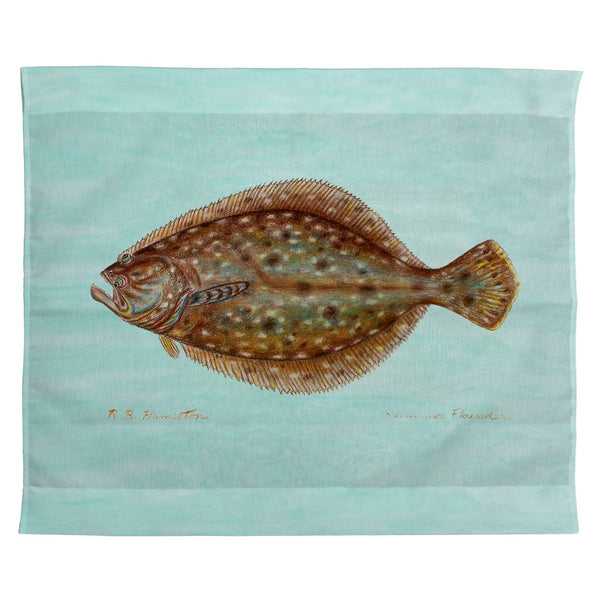 Flounder on Teal Outdoor Wall Hanging 24x30