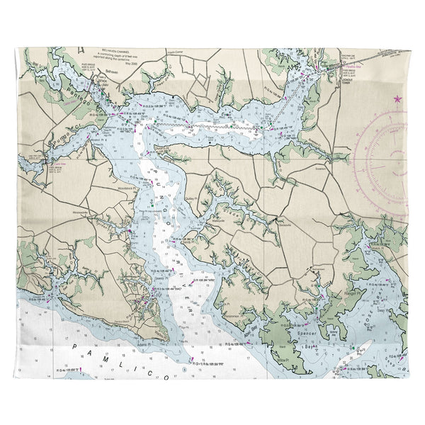 Pungo River, NC Nautical Map  Outdoor Wall Hanging 24x30