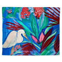 Egret and Red Plant Outdoor Wall Hanging 24x30