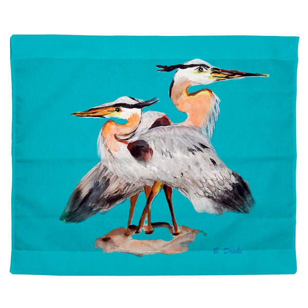 Mr & Mrs Blue Heron Teal Outdoor Wall Hanging 24x30