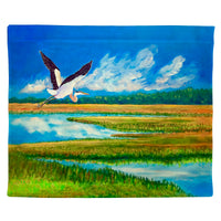 Blue Heron Over Marsh Outdoor Wall Hanging 24x30