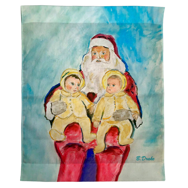 Santa and Twins Outdoor Wall Hanging 24x30