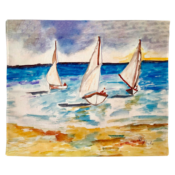 Three Sailboats Outdoor Wall Hanging 24x30
