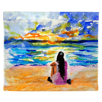 Girl & Sunset Outdoor Wall Hanging 24x30