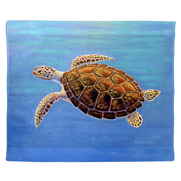 Sea Turtle In Aqua Outdoor Wall Hanging 24x30