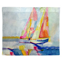 Two Colorful Sailboats Outdoor Wall Hanging 24x30