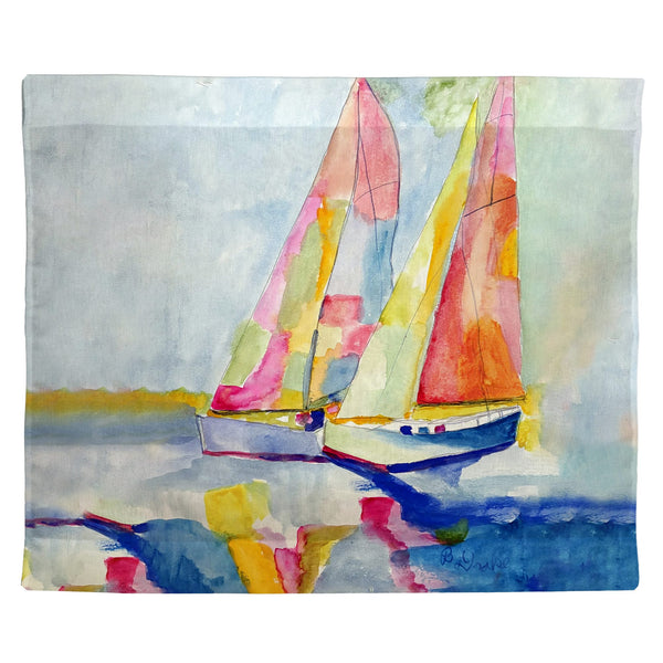 Two Colorful Sailboats Outdoor Wall Hanging 24x30
