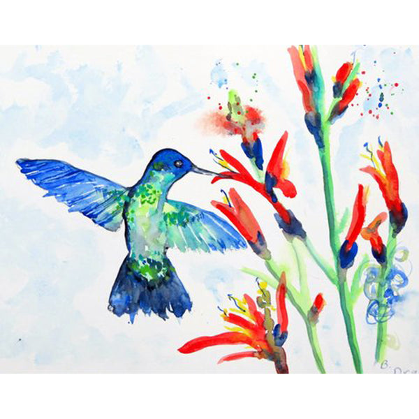 Hummingbird & Fire Plant Outdoor Wall Hanging 24x30