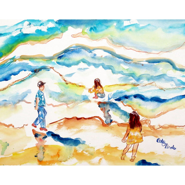 Playing at the Beach Outdoor Wall Hanging 24x30