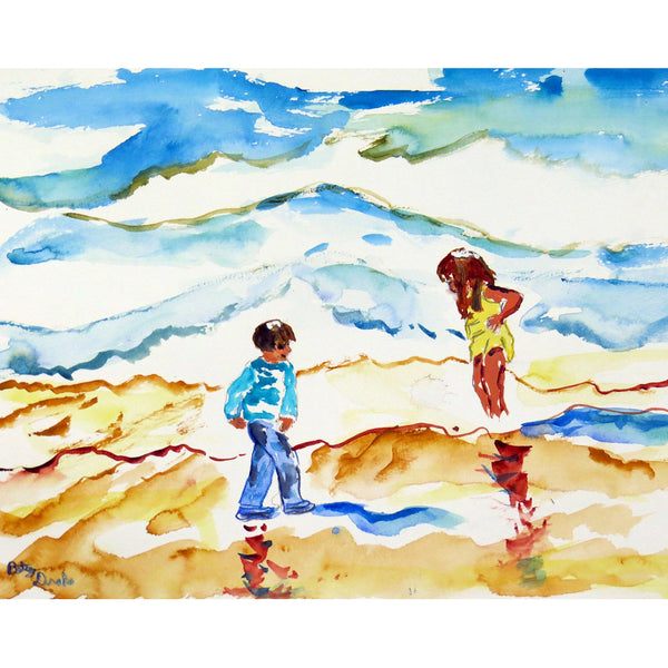 Wading at the Beach Outdoor Wall Hanging 24x30