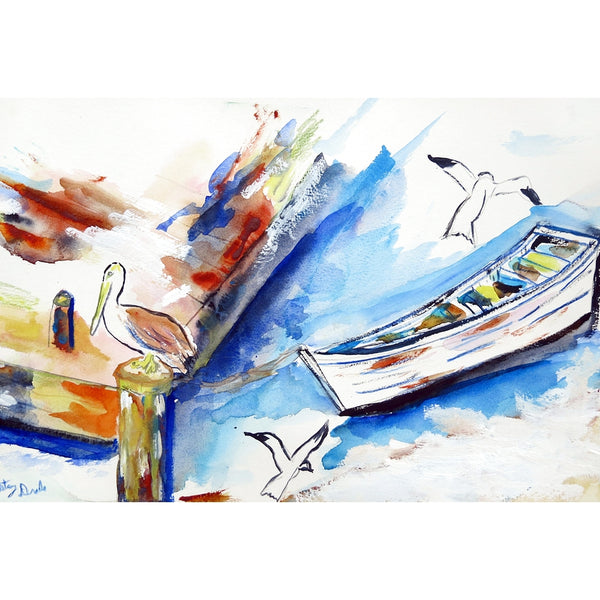 Rowboat & Birds Outdoor Wall Hanging 24x30