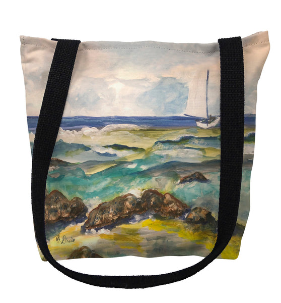 Sailboat and Rocks Tote Bag