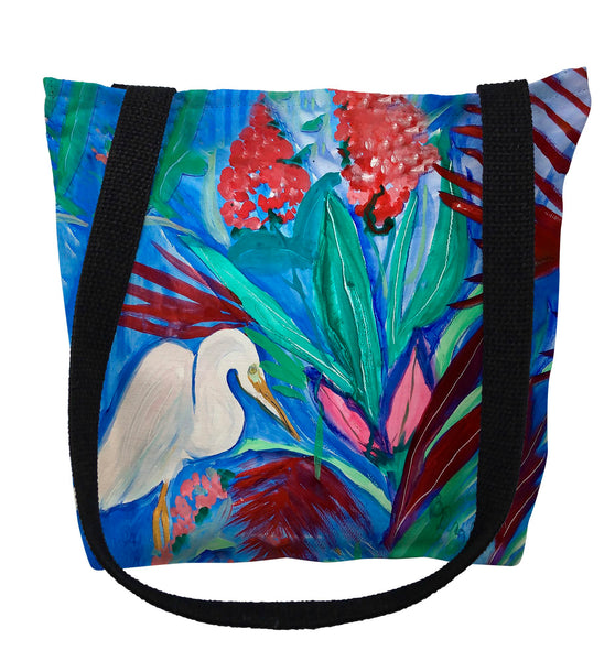 Egret and Red Plant Tote Bag