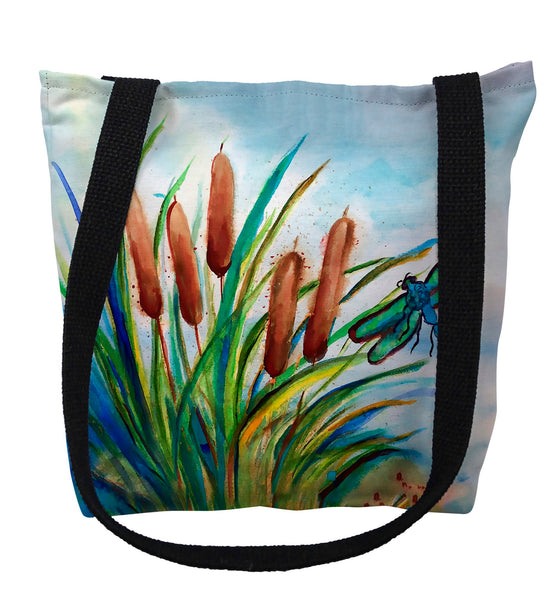 Dragonfly and Cattails Tote Bag