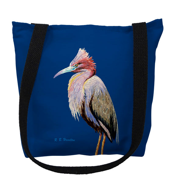 Little Blue Heron on Blue Tote Bag