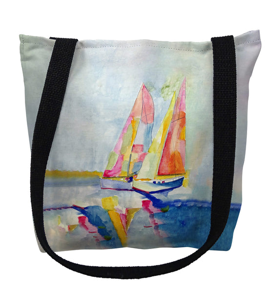 Two Colorful Sailboats Tote Bag