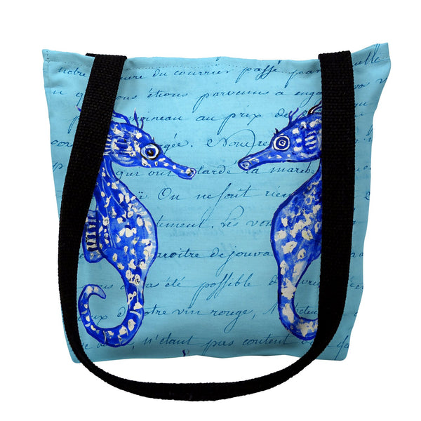 Blue Sea Horses Tote Bag