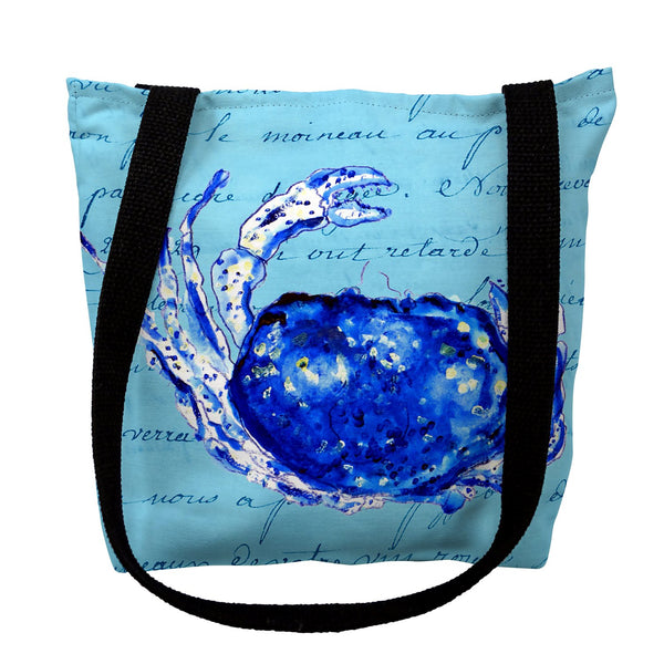 Blue Script Crab Tote Bag