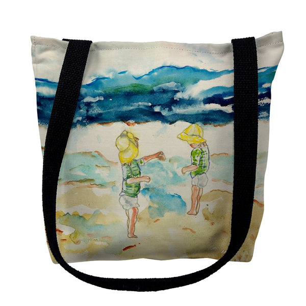 Twins on Beach Tote Bag