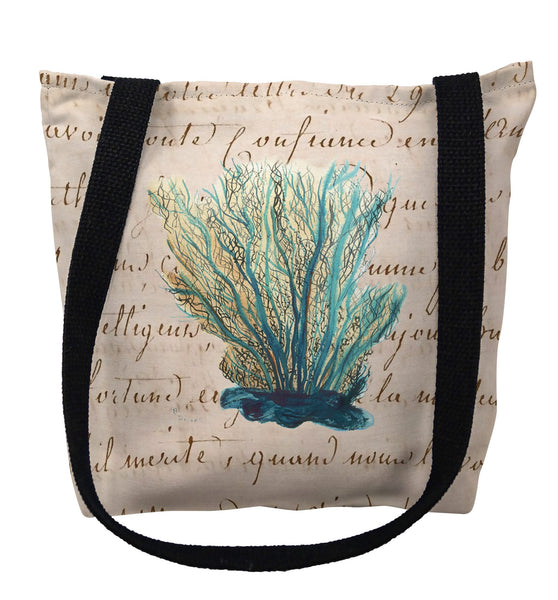 Blue Coral Beige Tote Bag