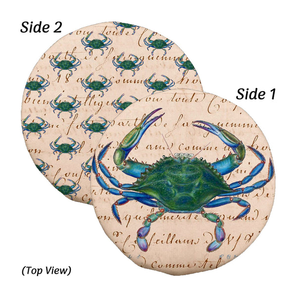 Male Blue Crab Script Bowl Cover