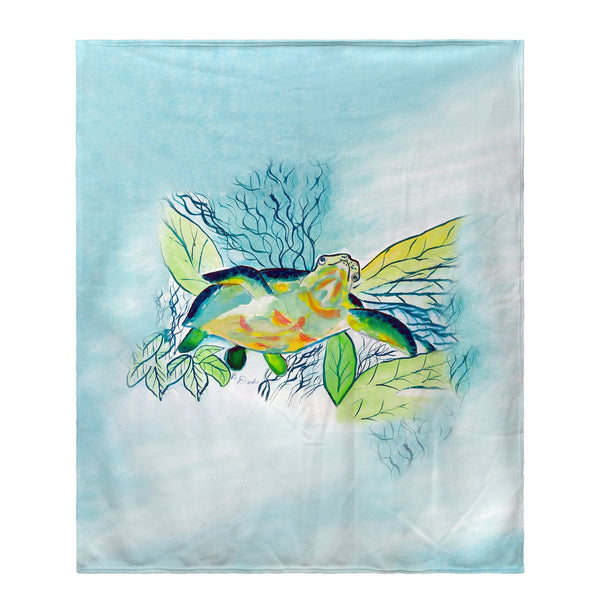 Smiling Sea Turtle Fleece Throw