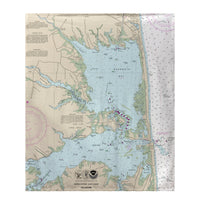 Reboboth Bay, DE Nautical Map Fleece Throw