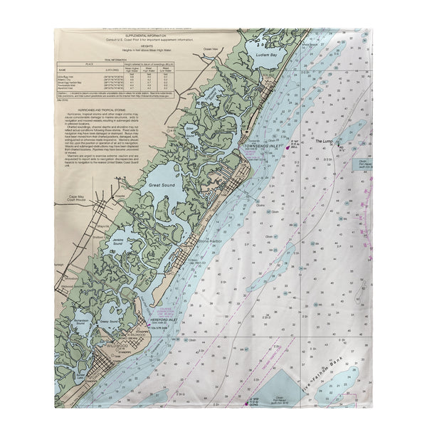 Little Egg Inlet to Hereford Inlet - Avalon, NH Nautical Map Fleece Throw