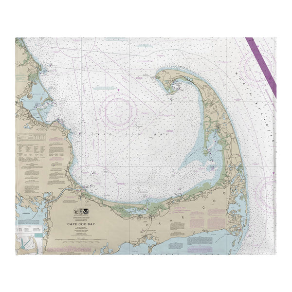 Cape Cod Bay, MA Nautical Map Throw