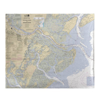 Savannah River and Wassaw Sound, GA Nautical Map Fleece Throw