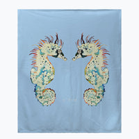 Betsy's Seahorses on Blue Throw