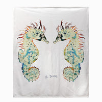 Betsy's Seahorses on White Throw