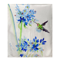 Hbird & Blue Flower Fleece Throw