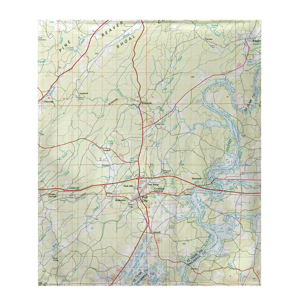 Logan Martin Lake, AL Nautical Map Fleece Throw