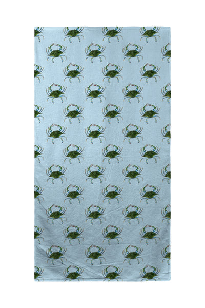 Female Blue Crab Border Beach Towel