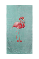 Pink Flamingo on Aqua Beach Towel