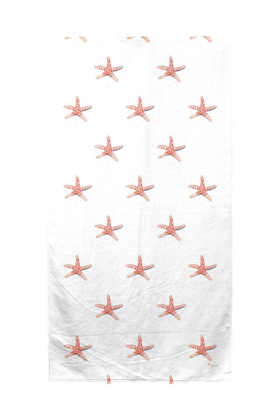 Coral Starfish Beach Towel