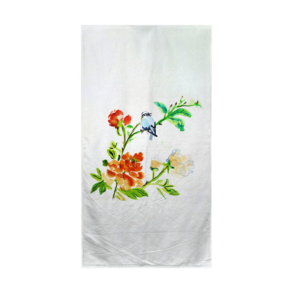 Blue Bird & Flowers Beach Towel