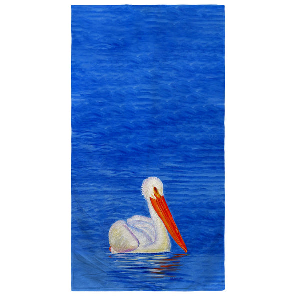 White Pelican Portrait Beach Towel