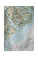 Hilton Head Island to St Helen Island, Beaufort, SC Nautical Map Beach Towel